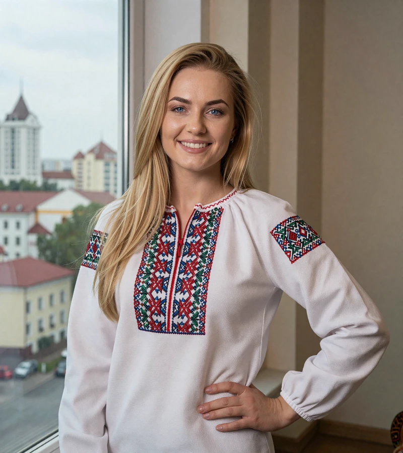 Beautiful Ukrainian woman in traditional embroidered blouse representing Ukrainian mail order brides seeking marriage