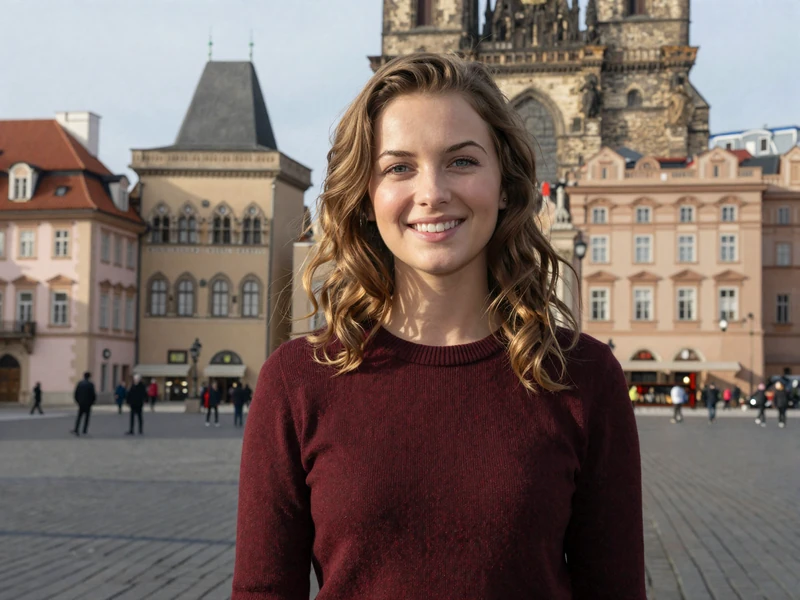 Beautiful Czech woman in Prague historic district representing Czech mail order brides